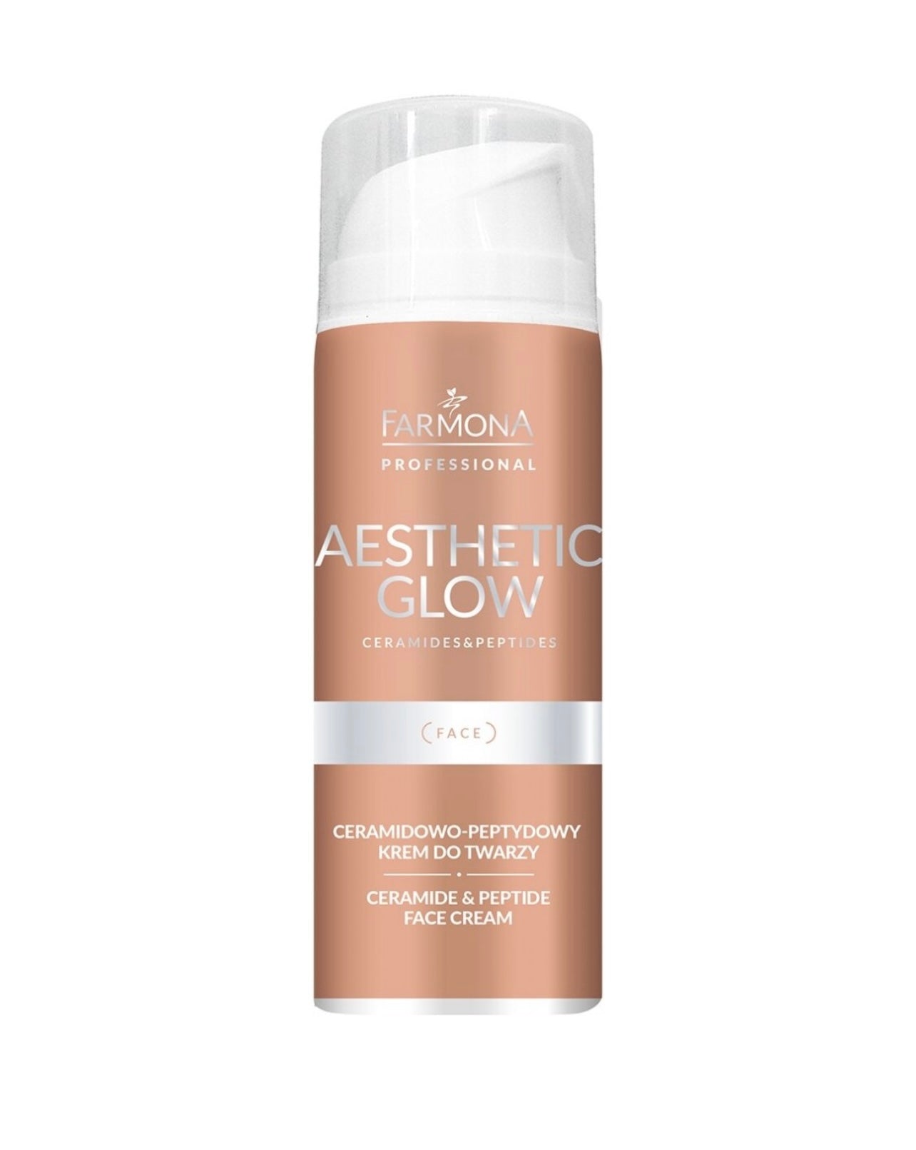 AESTHETIC GLOW Kremas veidui su keramidų ir peptidų kompleksu, suteikiantis švytėjimo, su kapsuliuotu Vitaminu E,150 ml