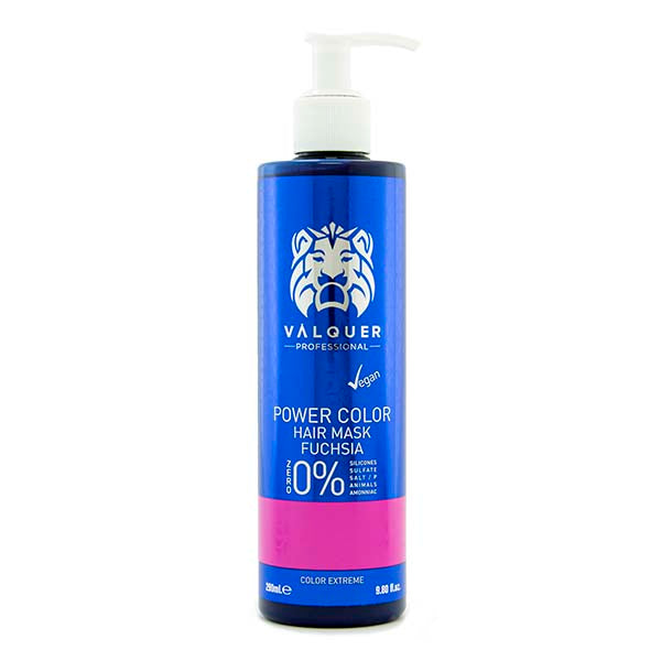 “VALQUER” tonuojanti ryškios rausvai raudonos spalvos plaukų kaukė “Fuchsia Color” Profesionaliam naudojimui 290ml.