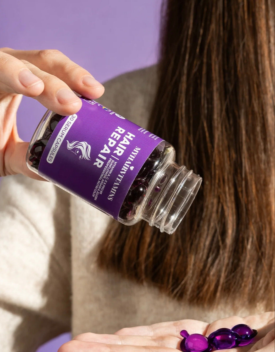 MYHAIRVITAMINS tepami vitaminai pažeistiems plaukams su keratinu HAIR REPAIR, 30x1ml 🎁 lakštinė plaukų kaukė