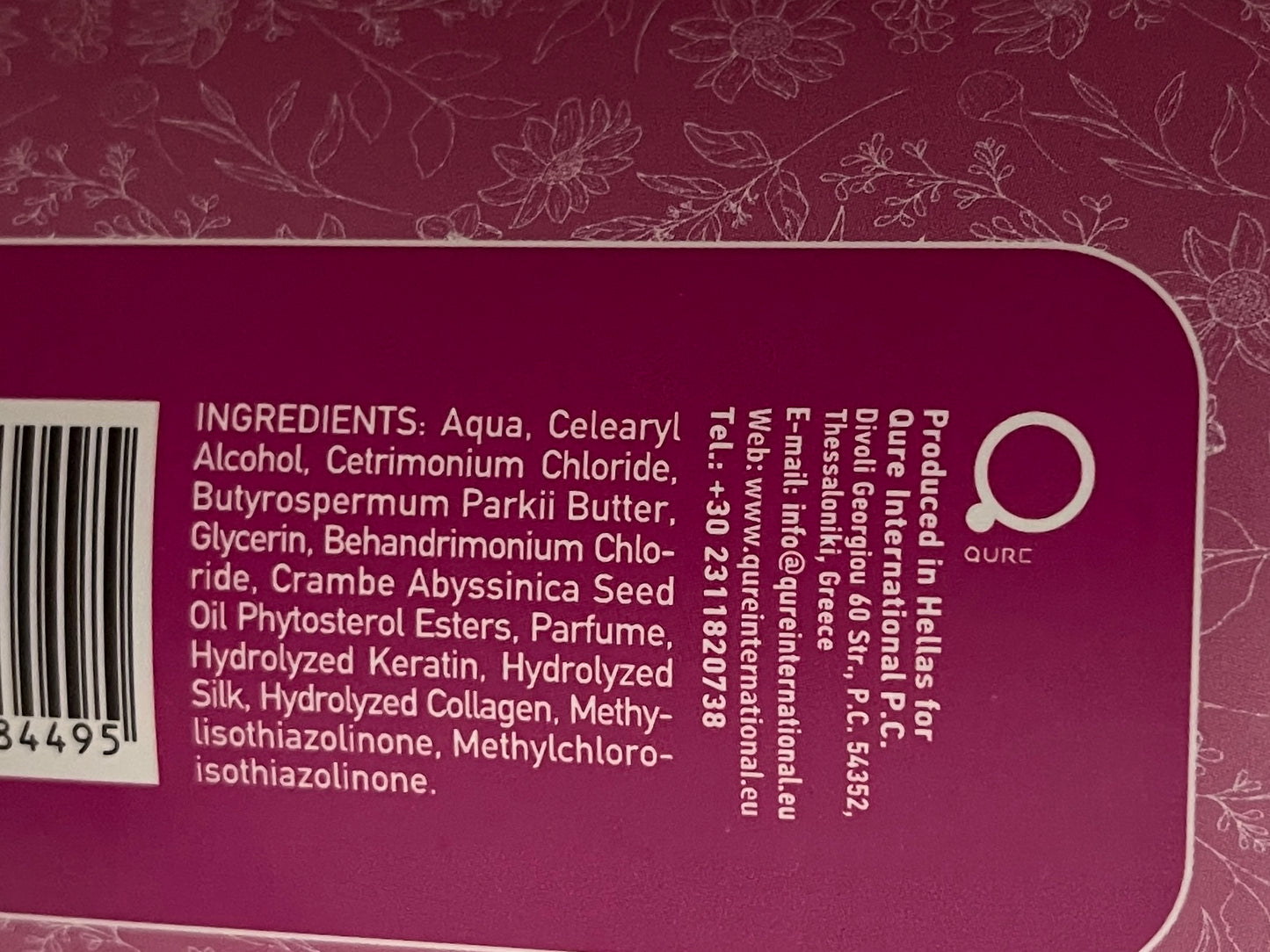 QURE Infinity Care BTX TECHNOLOGY kaukė plaukams su botokso efektu, drėkinimui, rekonstrukcijai, elastingumui, 1000 ml