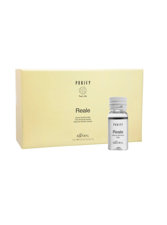 PURIFY REALE ✫ Losjonas su bičių pieneliu dažytiems, pažeistiems plaukams be sulfatų, be parabenų (NENUPLAUNAMAS) 12 x 10 ml