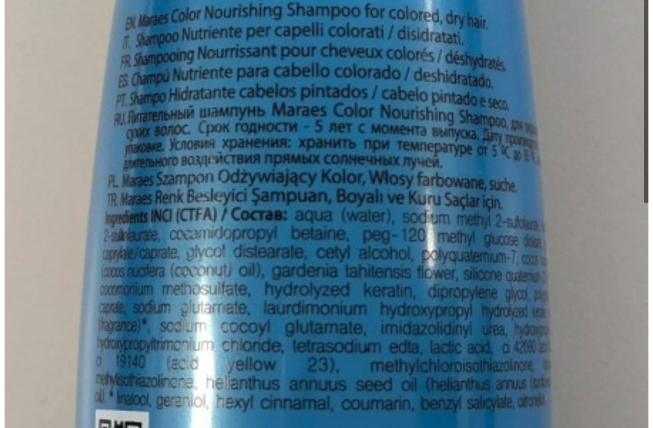Maraes maitinantis ir tausojantis spalvą šampūnas su Monoi de Tahiti aliejumi sausiems plaukams, 300 ml