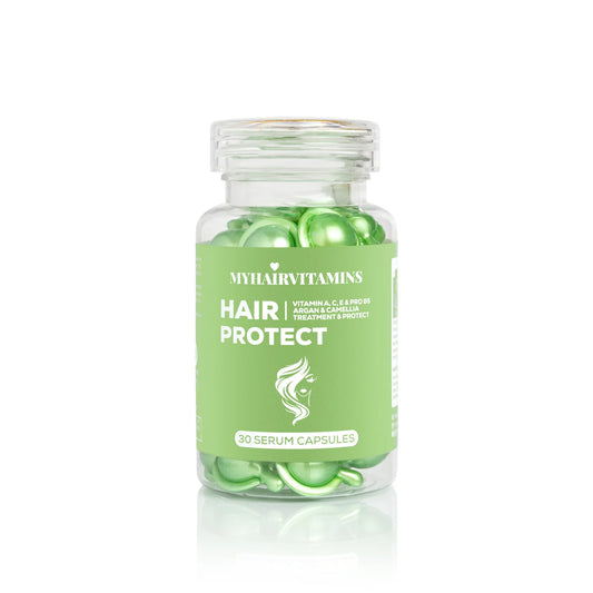 MYHAIRVITAMINS tepami vitaminai pažeistiems plaukams HAIR PROTECT, 30x1ml 🎁 lakštinė plaukų kaukė