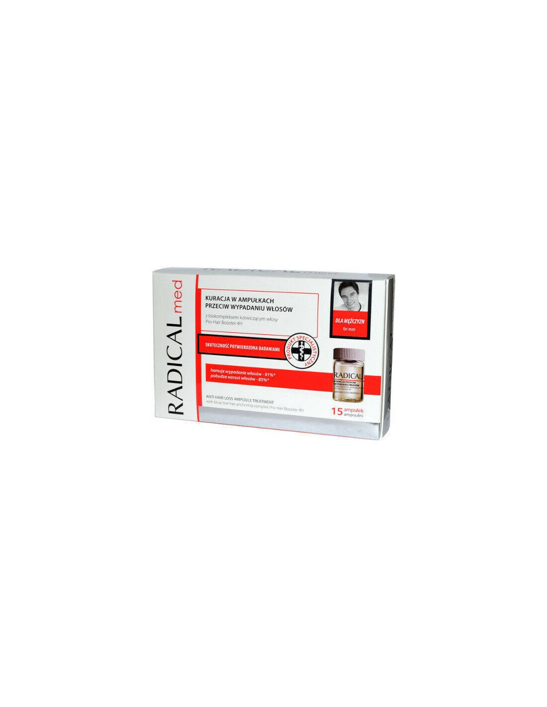 RADICAL MED Specializuotas kompleksas nuo plaukų slinkimo VYRAMS, su Pro-Hair Boosteriu 4H ir Trichogenu®, 15 x 5 ml