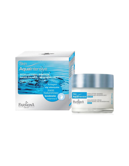 SKIN AQUA INTENSIVE Išskirtinis bio-kremas veidui, drėkinantis ir regeneruojantis (naktinis), 50 ml